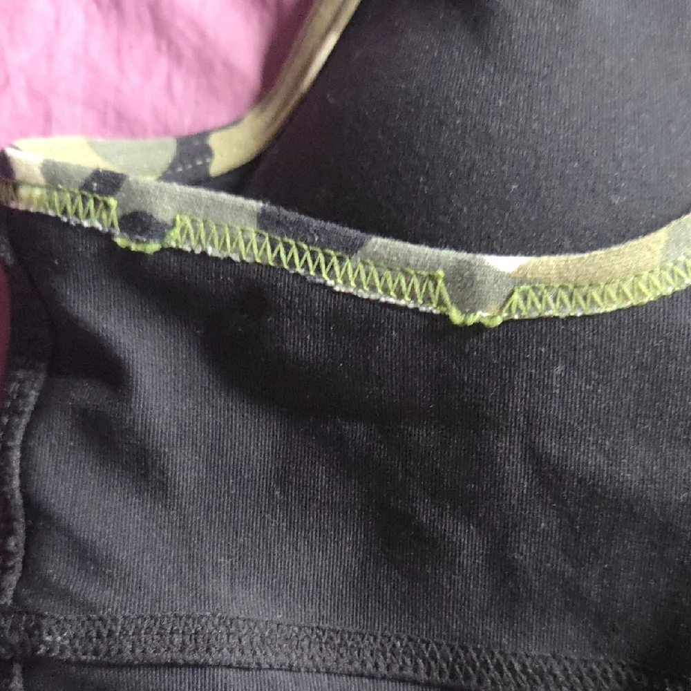 Brasil Sul Black & Camo Green Mock Wrap Tank Top With Removable Cups Size M - Picture 6 of 8